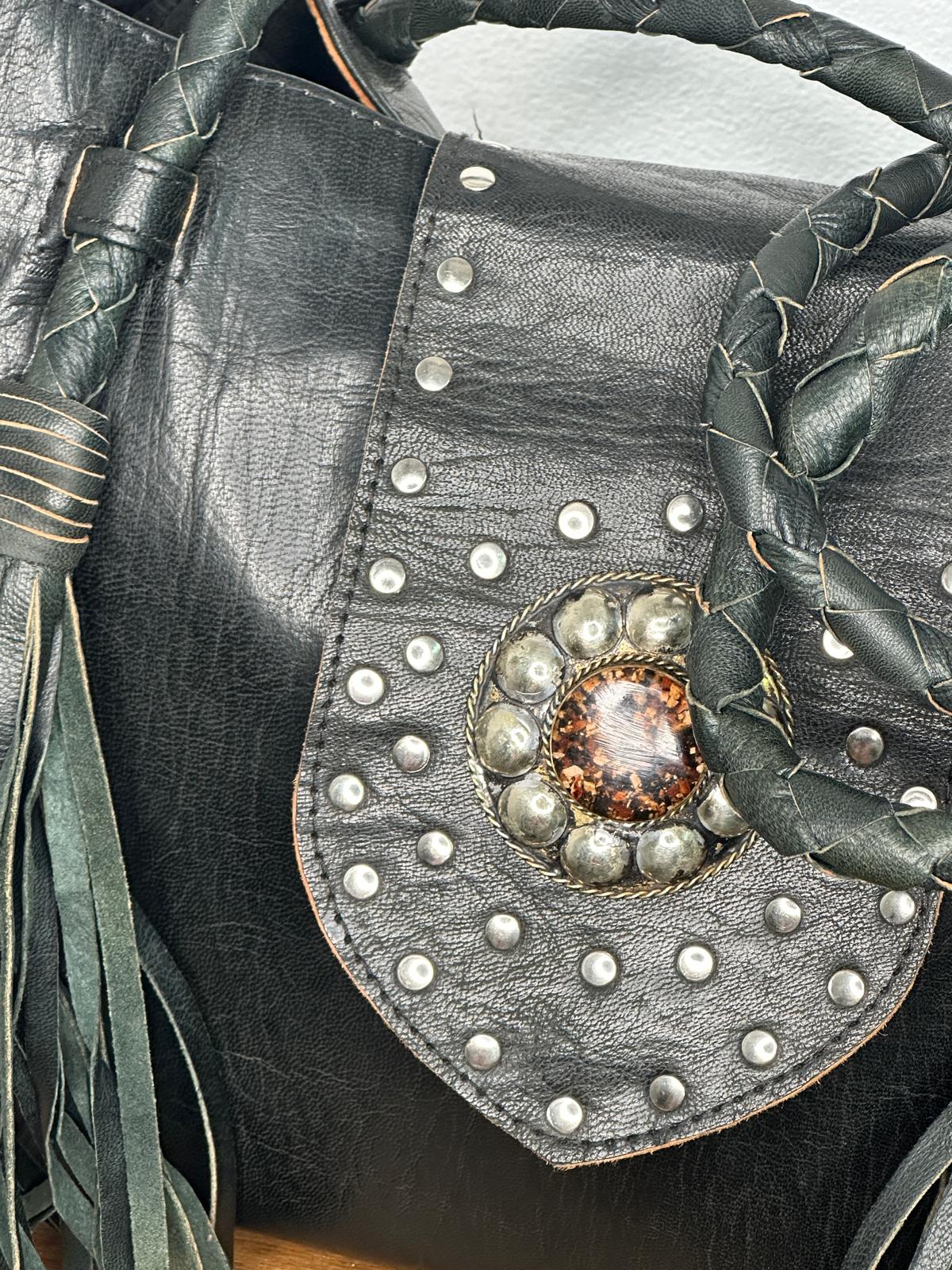 BOLSO TOTE FLECOS NEGRO