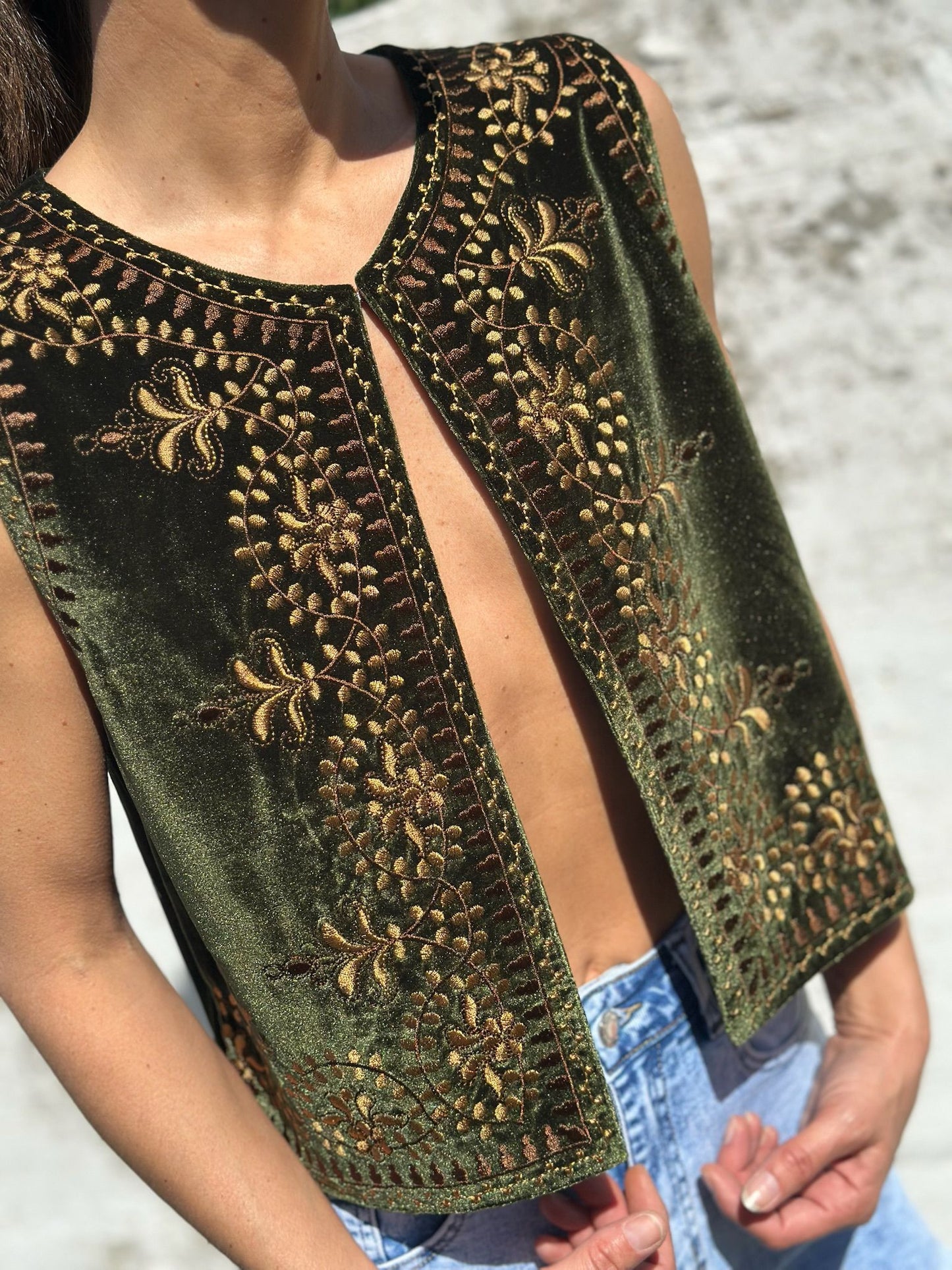 CHALECO BOHO VERDE