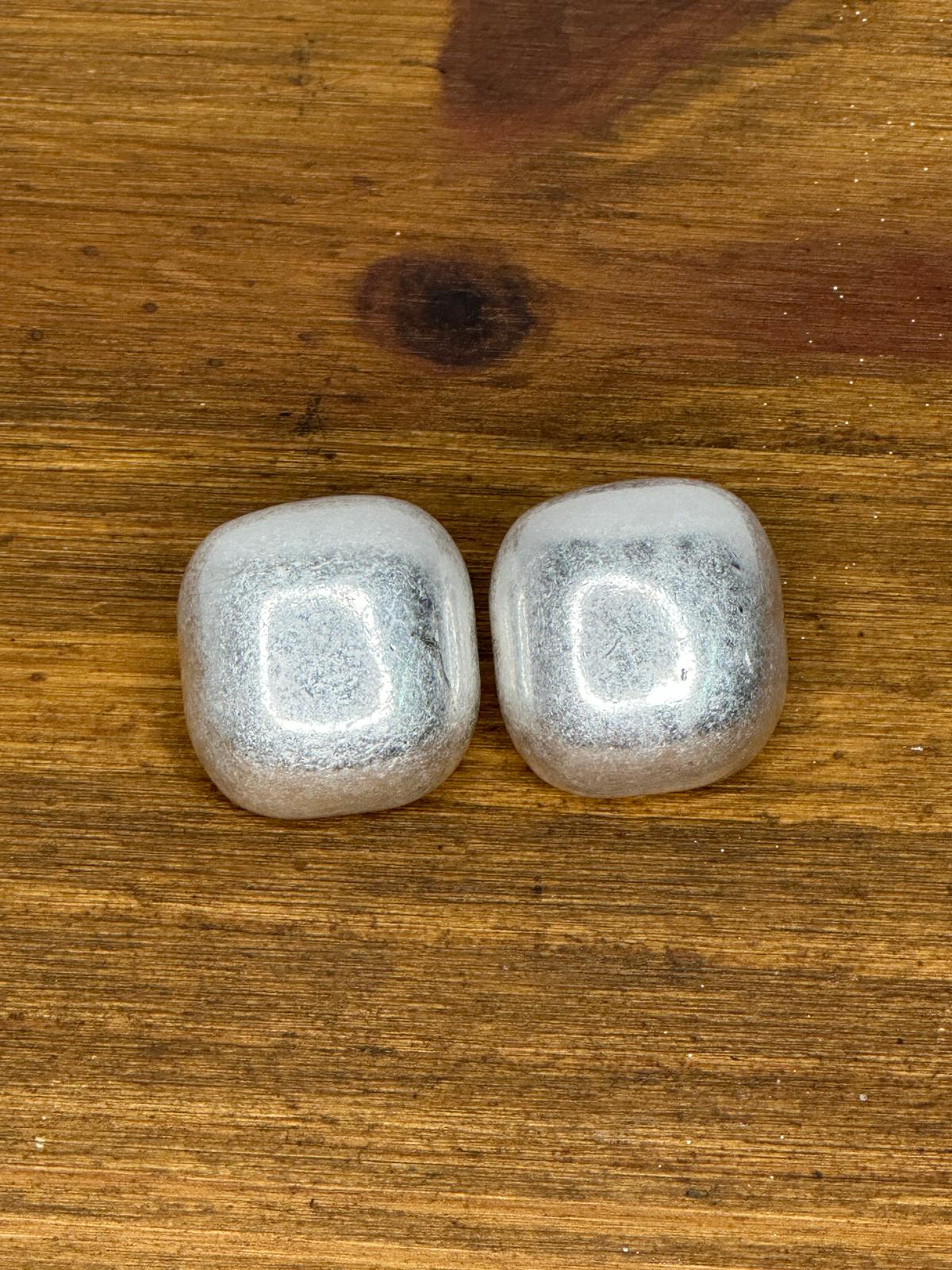 PENDIENTES BOTÓN PLATEADO