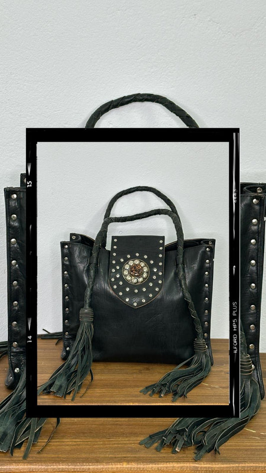 BOLSO TOTE FLECOS NEGRO