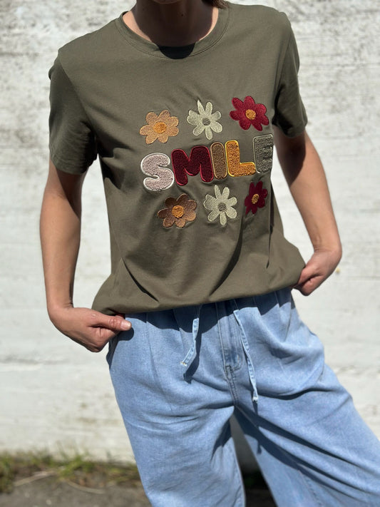CAMISETA SMILE CAQUI